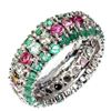 Image 1 : Natural Colombian Emerald & Tourmaline Eternity Ring