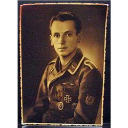 LARGE WW2 NAZI GERMAN PORTRAIT PHOTO OF SOLDIER W/