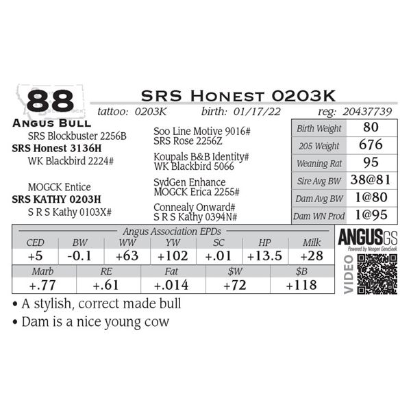 SRS Honest 0203K