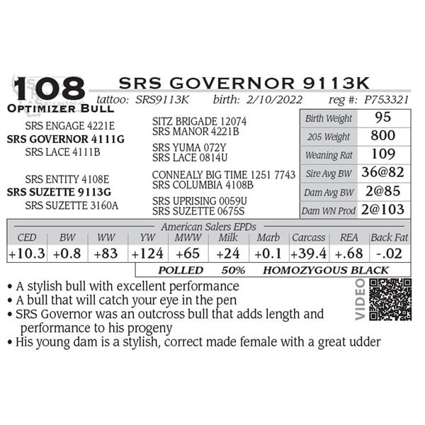 SRS GOVERNOR 9113K
