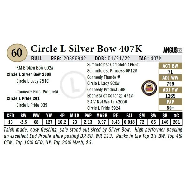 Circle L Silver Bow 407K