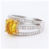 Image 2 : 2.57 ctw Yellow Sapphire and 0.45 ctw Diamond 18K White Gold Ring