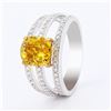 Image 3 : 2.57 ctw Yellow Sapphire and 0.45 ctw Diamond 18K White Gold Ring