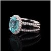 Image 2 : 3.51 ctw Paraiba Tourmaline and 0.62 ctw Diamond 18K White Gold Ring GIA CERTIFI