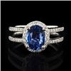 Image 1 : 2.22 ctw Blue sapphire and 0.36 ctw Diamond Platinum Ring