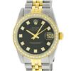 Image 1 : Rolex Womens MIdsize 31mm 2 Tone Black Diamond Datejust Wristwatch