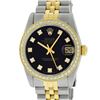 Image 2 : Rolex Womens MIdsize 31mm 2 Tone Black Diamond Datejust Wristwatch