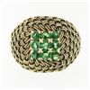 Image 4 : Vintage 18k Yellow Gold .72 ctw Round Emerald Twisted Wire Basket Weave Dome Rin