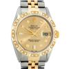 Image 1 : Rolex Mens 2 Tone Champagne Diamond Pyramid Bezel Datejust Wristwatch