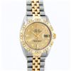 Image 2 : Rolex Mens 2 Tone Champagne Diamond Pyramid Bezel Datejust Wristwatch