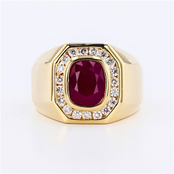 3.71 ctw Ruby and 0.62 ctw Diamond 14K Yellow Gold Ring