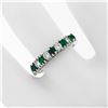 Image 3 : 18k White Gold 1.36 ctw Alternating Round Diamond & Emerald Wedding Band Ring