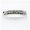 Image 7 : 18k White Gold 1.36 ctw Alternating Round Diamond & Emerald Wedding Band Ring