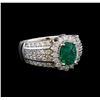 Image 1 : 14KT White Gold 1.41 ctw Emerald and Diamond Ring