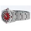 Image 8 : Rolex Mens Stainless Red String 18K White Gold Ruby Beadset With Oyster Band