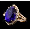 Image 1 : 16.75 ctw Tanzanite and Diamond Ring - 14KT Rose Gold