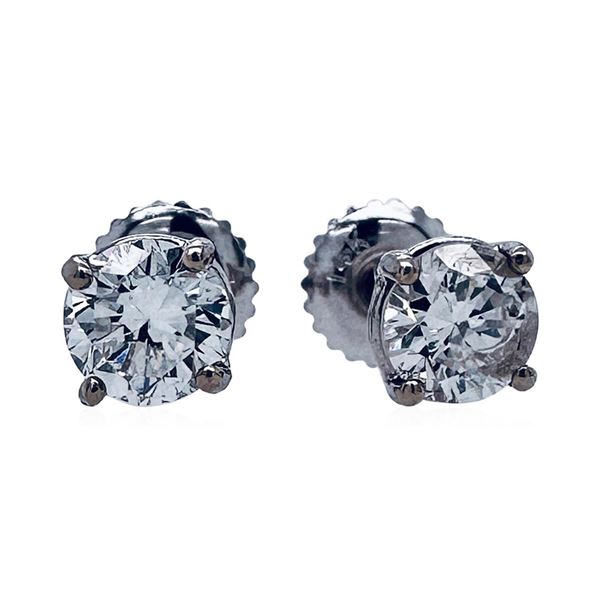 1.02 ctw Diamond Stud Earrings - 14KT White Gold