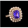 Image 1 : 14KT Rose Gold 5.95 ctw Tanzanite and Diamond Ring