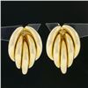 Image 2 : 14K Yellow Gold Polished Finish Bunched Puffed Multi Tube Wide Cuff Earrings