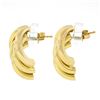 Image 3 : 14K Yellow Gold Polished Finish Bunched Puffed Multi Tube Wide Cuff Earrings