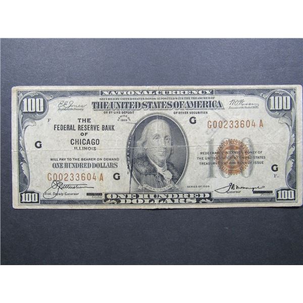 1929 $100 NATIONAL CURRENCY CHICAGO IL