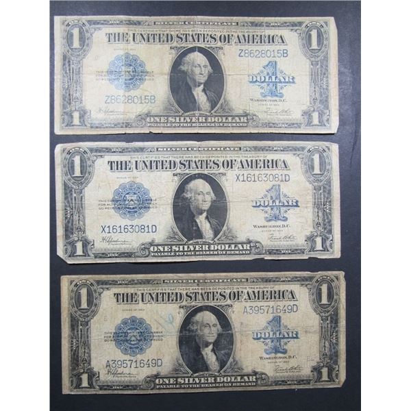(3) 1923 $1 SILVER CERIFICATES U.S. CURRENCY