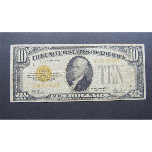 1928 $10 GOLD CERTIFICATE LEGAL TENDER