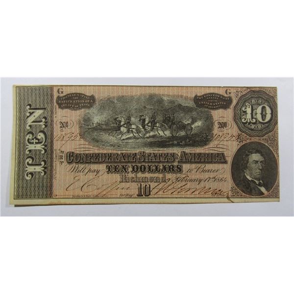 1864 $10 CONFEDERATE STATES of AMERICA