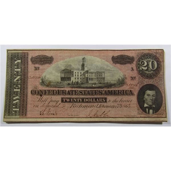 1865 $20 CONFEDERATE STATES of AMERICA