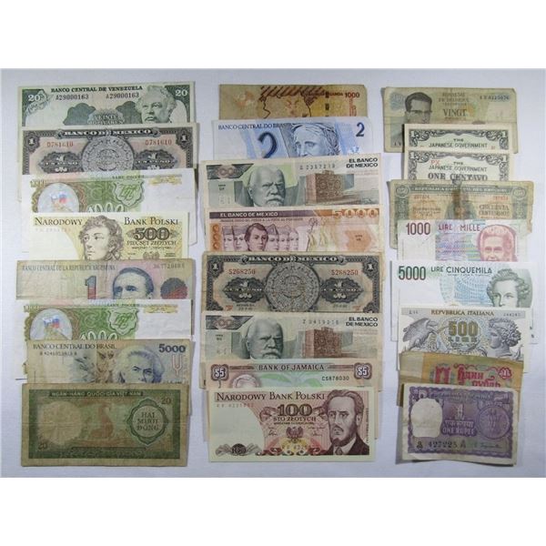 25 pc FOREIGN CURRENCY / PAPER MONEY