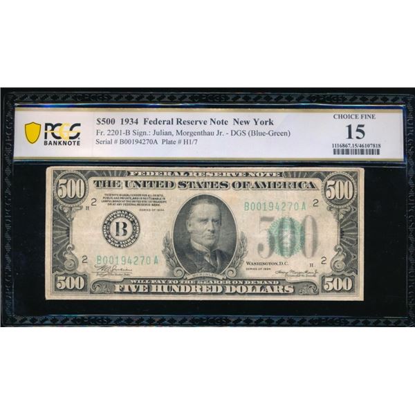 1934 $500 New York FRN PCGS 15