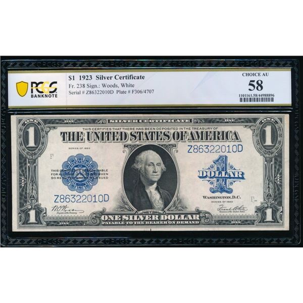 1923 $1 Silver Certificate PCGS 58