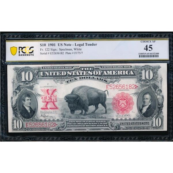 1901 $10 Bison Legal Tender Note PCGS 45