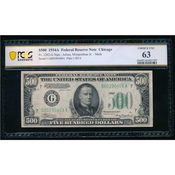 1934A $500 Chicago FRN PCGS 63