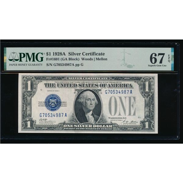 1928A $1 Silver Certificate PMG 67EPQ
