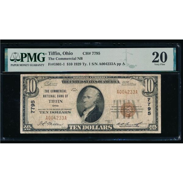 1929 $10 Tiffin OH National PMG 20