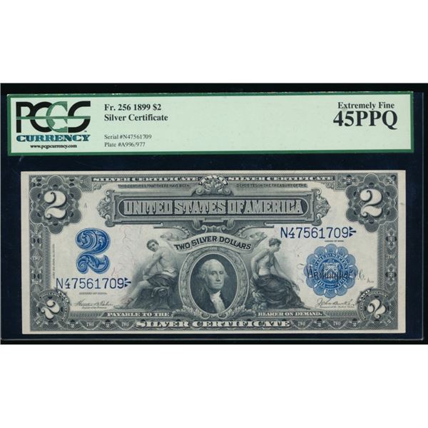 1899 $2 Mini Porthole Silver Certificate PCGS 45PPQ