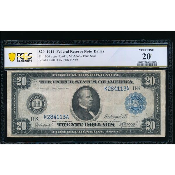 1914 $20 Dallas FRN PCGS 20