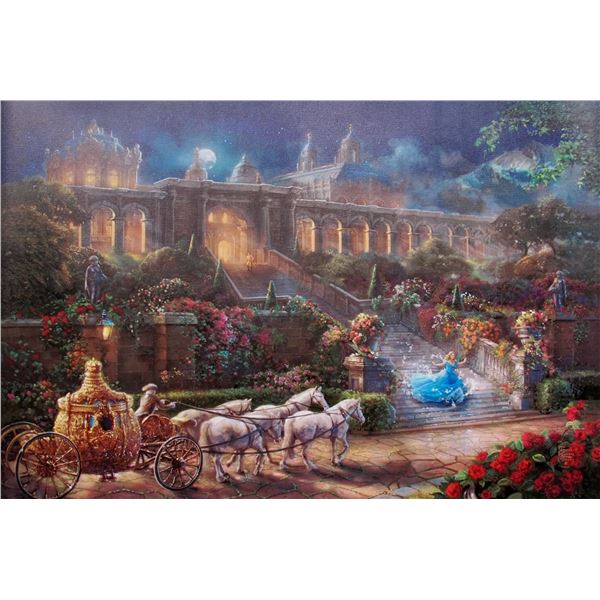 THOMAS KINKADE Cinderella Clock Strikes Midnight Dancing Giclee on Canvas