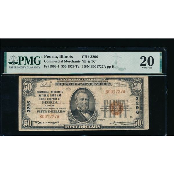 1929 $50 Peoria IL National PMG 20
