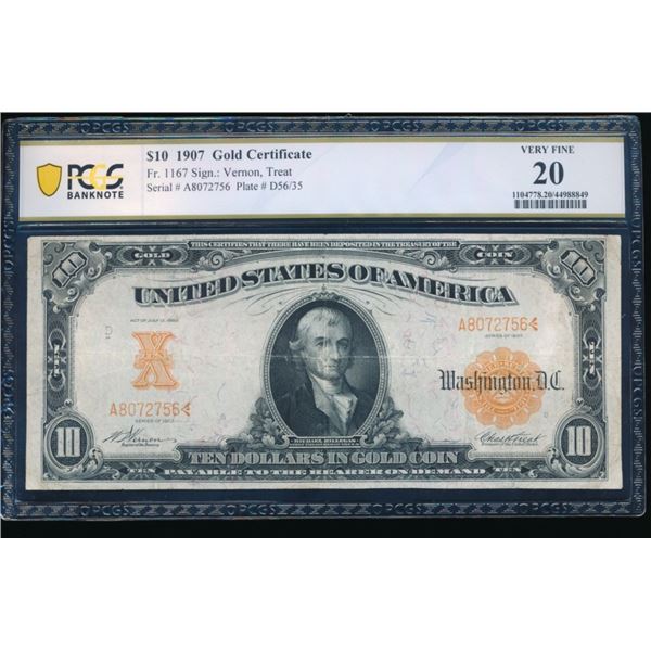 1907 $10 Gold Certificate PCGS 20