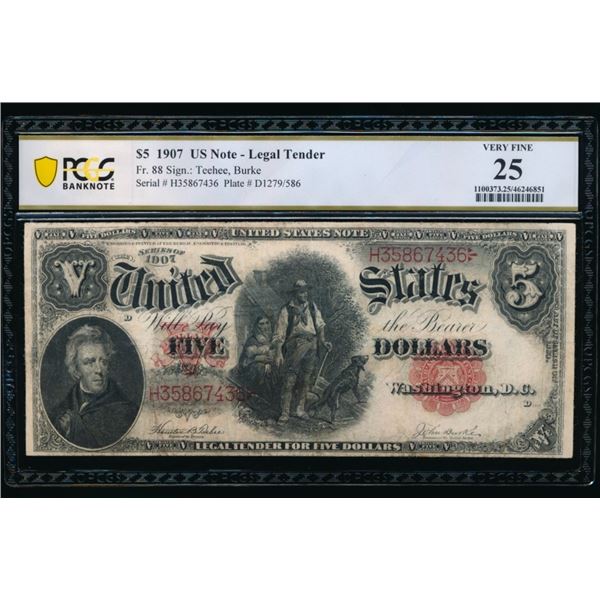 1907 $5 Legal Tender Note PCGS 25