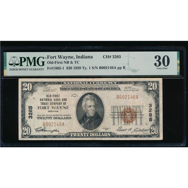 1929 $20 Fort Wayne IN National PMG 30