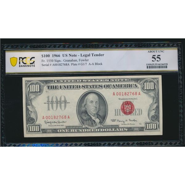 1966 $100 Legal Tender Note PCGS 55