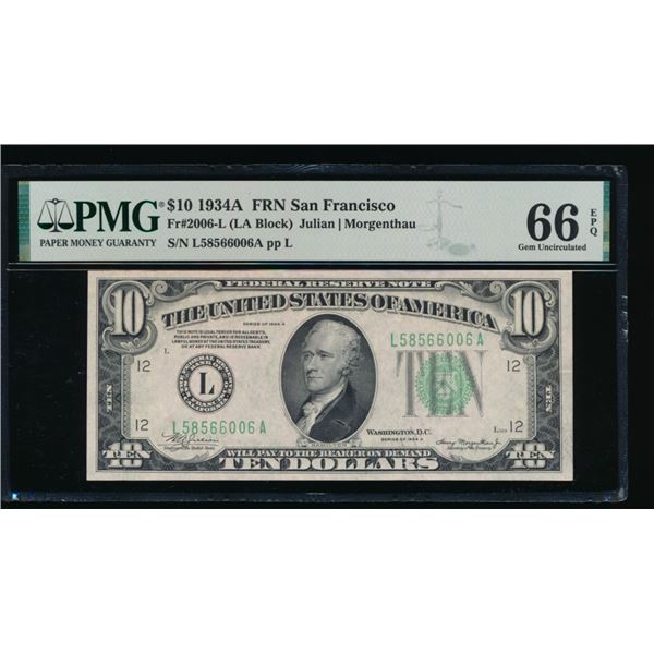 1934A $10 San Francisco FRN PMG 66EPQ