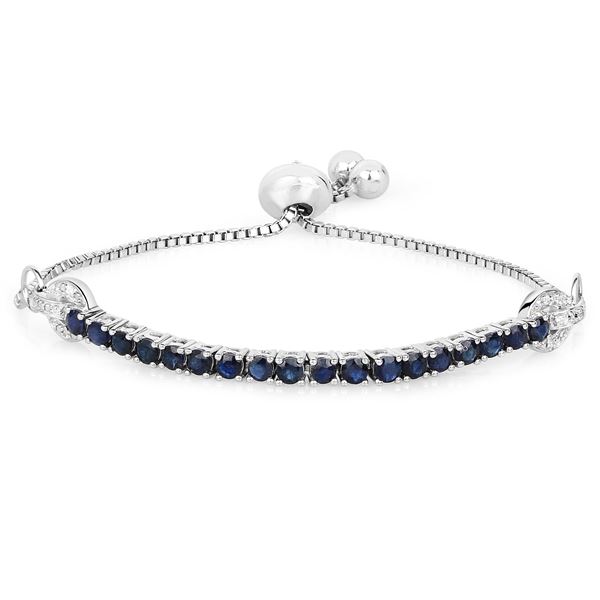 Rhodium Plated 2.16ctw Black Sapphire and White Zircon Bracelet