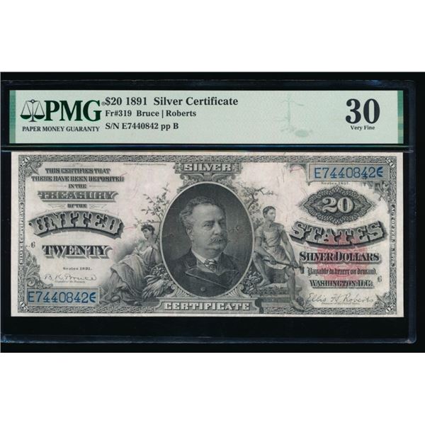 1891 $20 Silver Certificate PMG 30