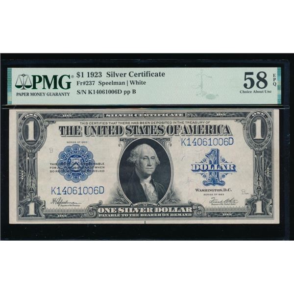 1923 $1 Silver Certificate PMG 58EPQ