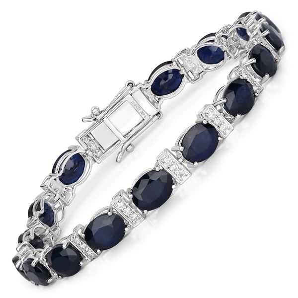 14KT White Gold 26.72ctw Blue Sapphire and Diamond Bracelet