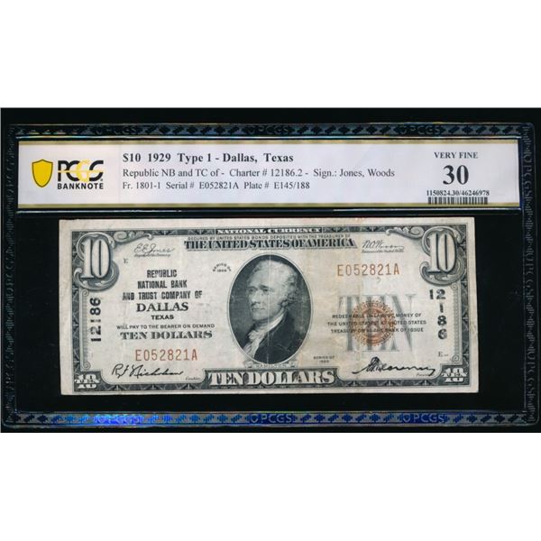 1929 $10 Dallas TX National PCGS 30